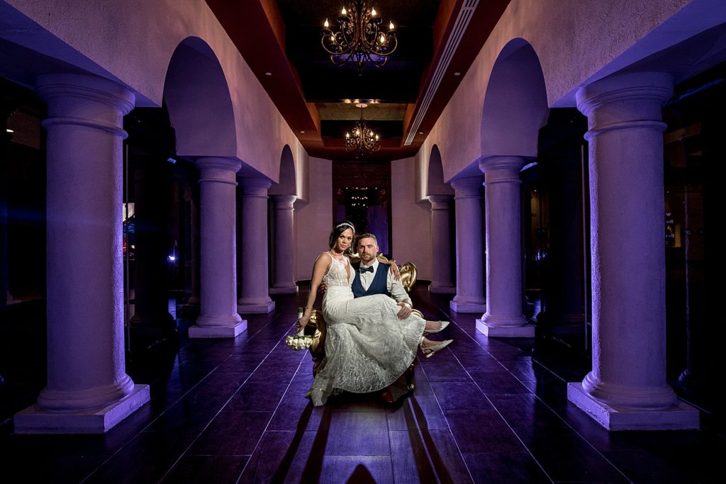 Hard Rock Riviera Maya destination wedding. Photos by Rich Paprocki in Rochester NY. Bride and groom portrait made with magmod flash accessories